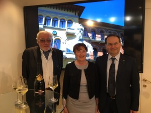 Etile Carpenè, Damiana Tervilli, Floriano Zambon durante la presentazione di questa mattina a Vinitaly